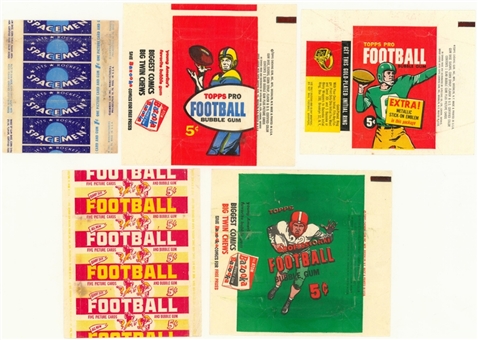 1951-1960 Topps and Bowman Non-Sports and Football Wax Wrapper Collection (5 Different)